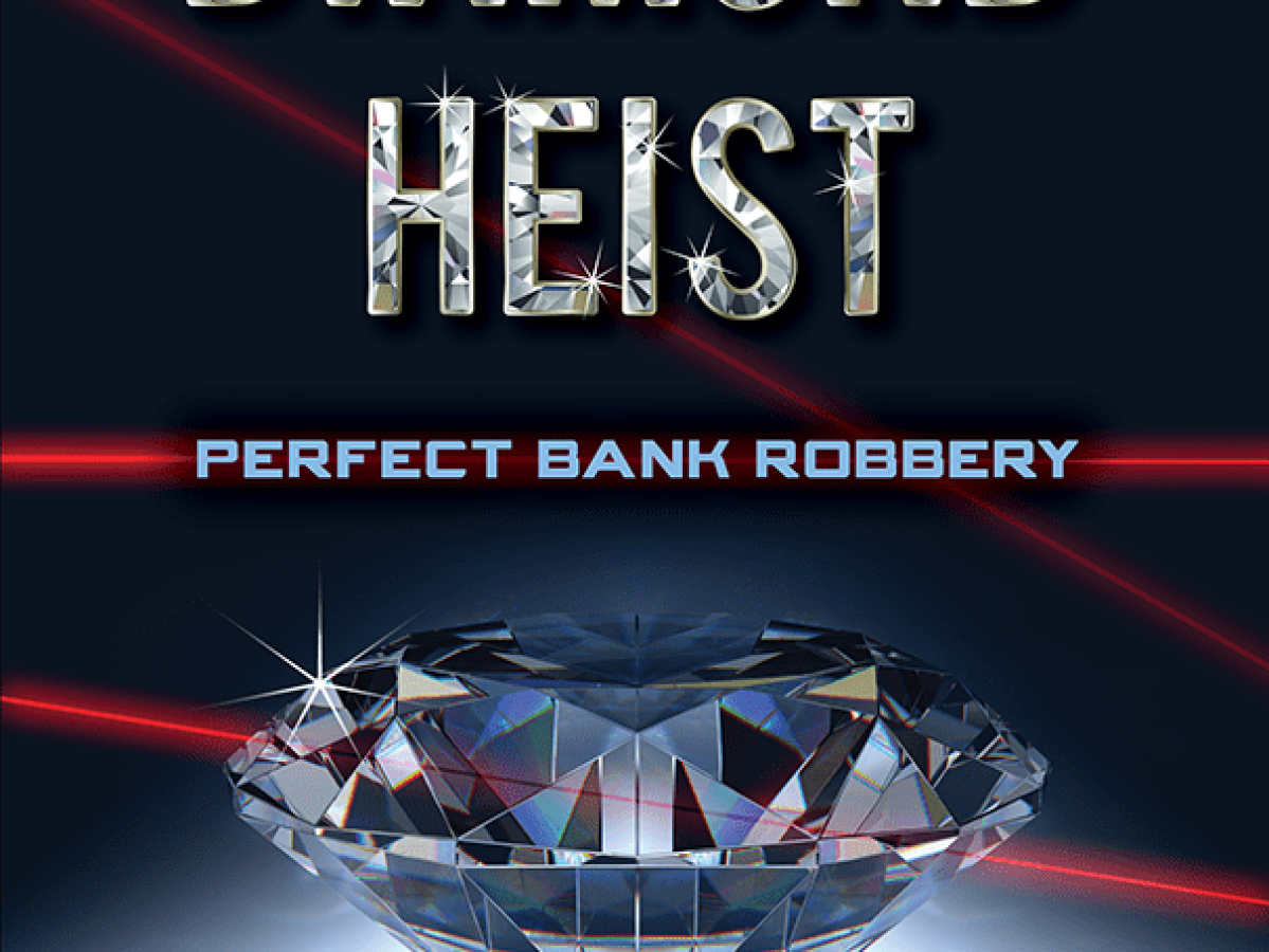 Diamond with lasers promoting the Diamond Heist adventure game